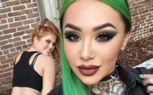 Shotzi Blackheart Poses With Brandi Lauren's 'Giant Peach'