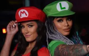 WWE's Kayden Carter & Katana Chance Shine as Mario Bros. for Halloween