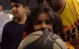 LA Knight Shoots Hoops with Young Fan Ahead of WWE Crown Jewel