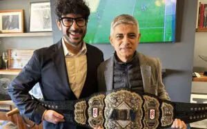 Tony Khan Gifts London Mayor Sadiq Khan Customized AEW World Title Belt