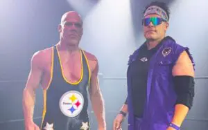 Kurt Angle Shows Support for Pittsburgh Steelers with Custom Singlet During Commercial Shooting
