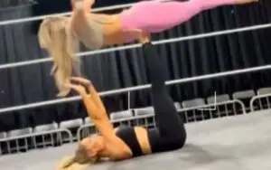 Trish Stratus & Tiffany Stratton Team Up for Yoga Before WWE Elimination Chamber Match Trish Stratus & Tiffany Stratton Team Up for Yoga Before WWE Elimination Chamber Match