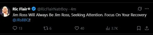 Ric Flair Deletes Tweets After Backlash Over Consent Post and Jim Ross 'Attention Seeking' Jab