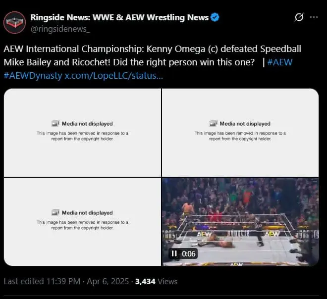 AEW Targets Multiple Accounts with DMCA Takedowns