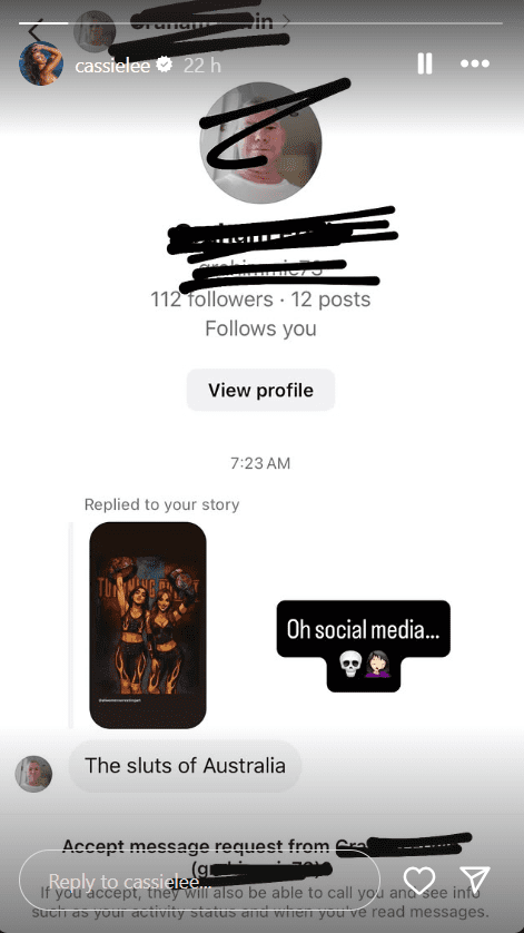 Cassie Lee Shuts Down Sexist DM Aimed at Her and Jessica McKay