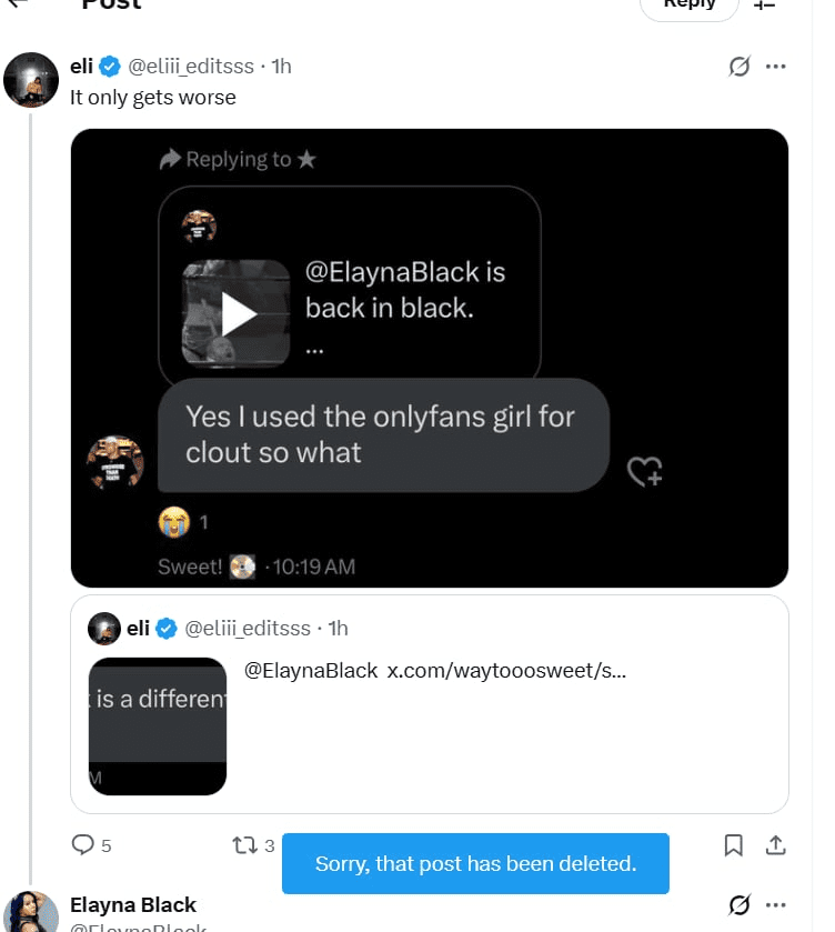 Elayna Black Blasts Fan for Exploiting Her Image Just for Clout