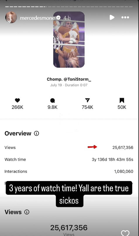 Mercedes Moné Calls Out Fans Over Three Years of Watch Time on Viral Toni Storm Spot