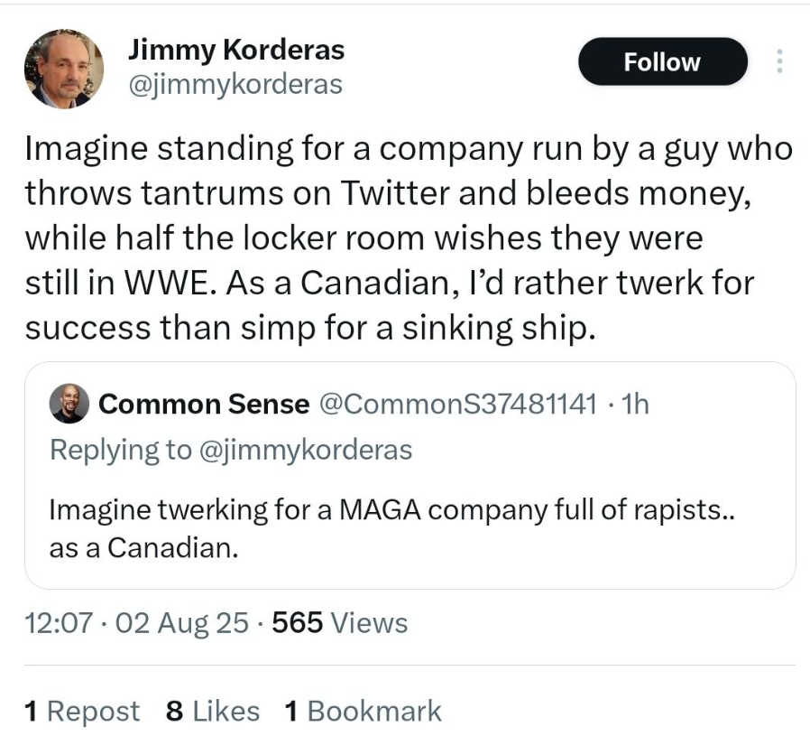 Dax Harwood Goes Nuclear on Jimmy Korderas After “Simp for a Sinking Ship” AEW Dig