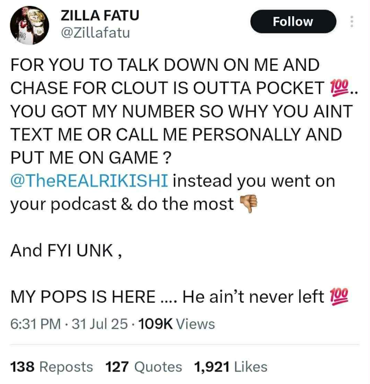 Zilla Fatu Slams Rikishi for Disrespecting His Father Umaga In Now-Deleted Tweet