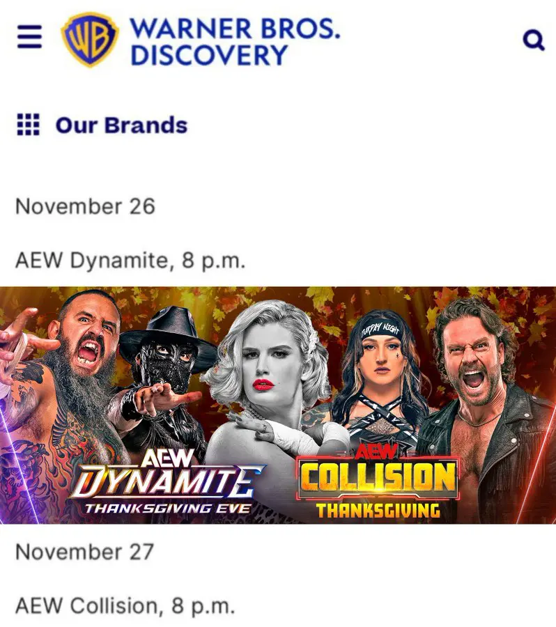 AEW Collision Moves to Thanksgiving Night to Avoid WWE Survivor Series Clash