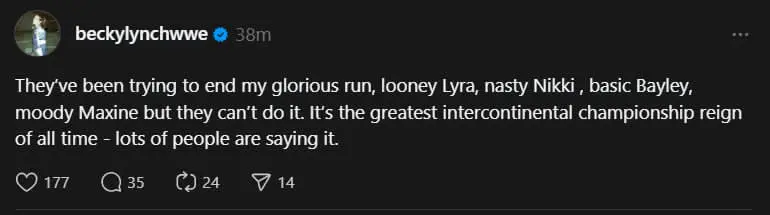 Becky Lynch Trolls Her WWE Intercontinental Title Challengers with Savage Nicknames