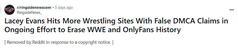 Lacey Evans Now Targeting Social Media With Bogus Copyright Takedowns