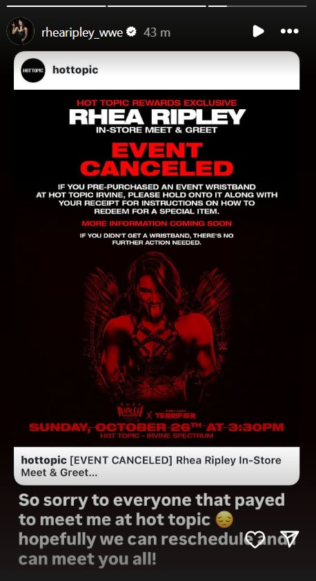 Rhea Ripley Forced to Cancel Meet & Greet After Suffering Broken Nose