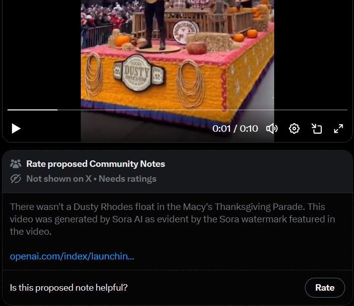 Dustin Rhodes Called Out For Sharing Dusty Rhodes Macy's Thanksgiving Day Parade AI Video