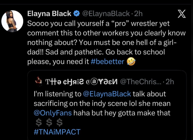 Elayna Black Buries “Pathetic” Wrestler for Shaming Her OnlyFans Success