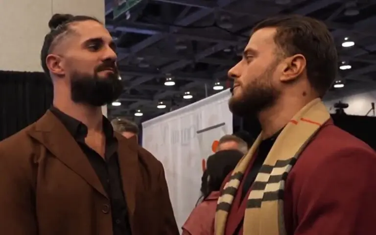 MJF and Seth Rollins Come Face-to-Face at Super Bowl Event