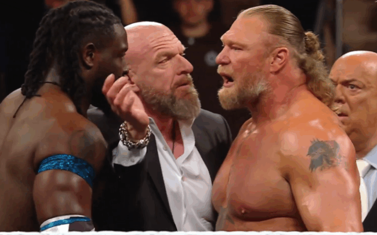 Triple H Steps Between Brock Lesnar & Oba Femi In Tense Showdown During 3/30 WWE RAW