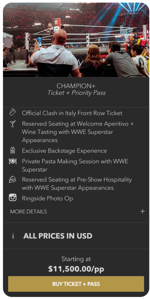 WWE Reveals Clash In Italy VIP Package With Pasta Making And Insane Price