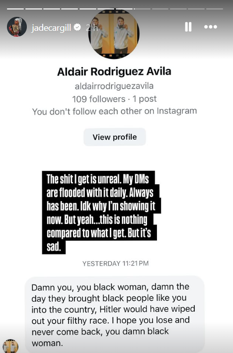 Jade Cargill Exposes Racist Abuse Flooding Her DMs