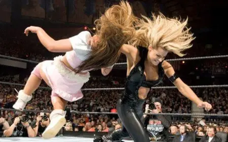 Trish Stratus Says WrestleMania 22 Match With Mickie James Proved Women Could Deliver Trish Stratus Says WrestleMania 22 Match With Mickie James Proved Women Could Deliver