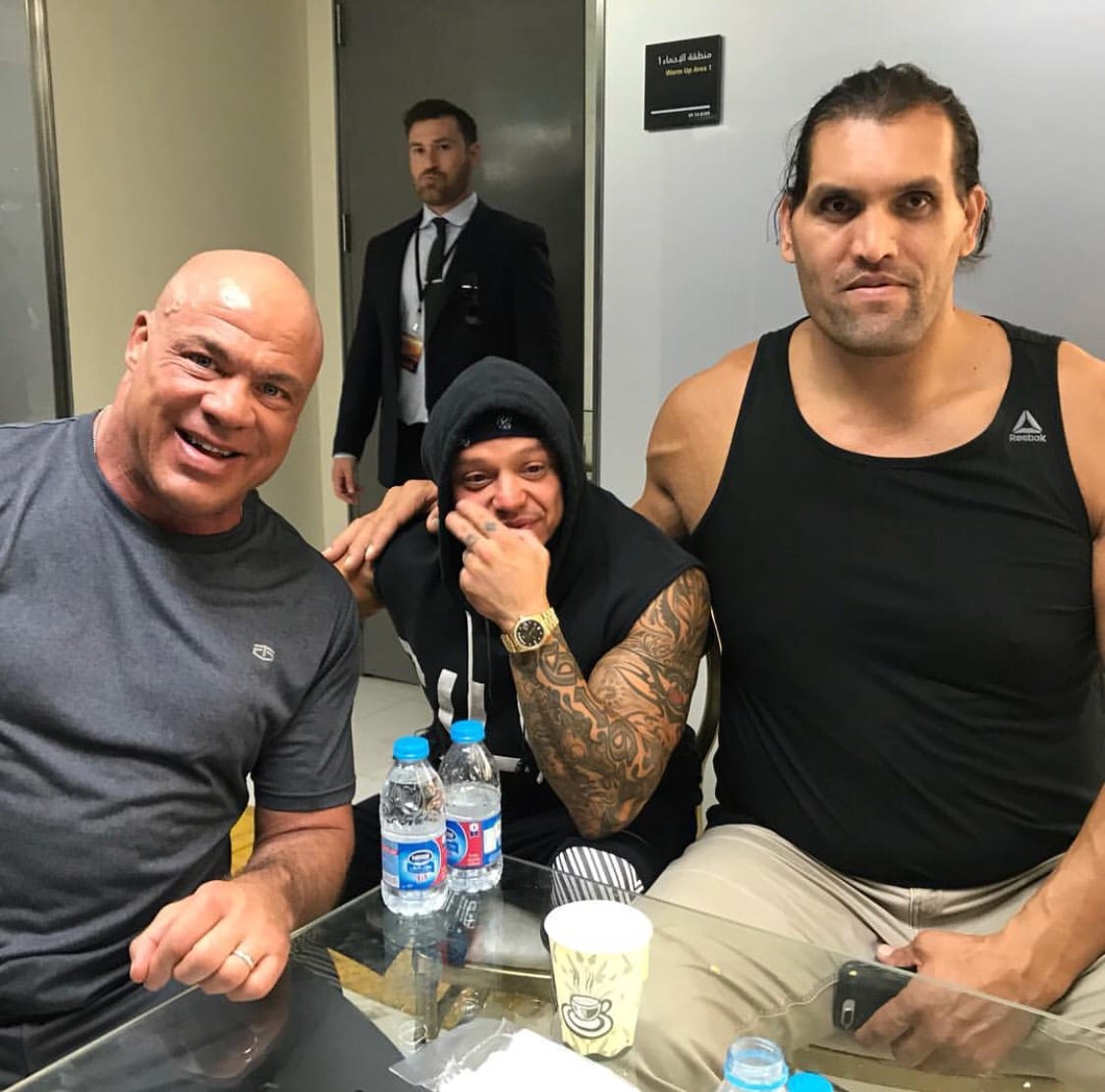 Kurt Angle Posts Backstage Photo With Great Khali & Unmasked Rey Mysterio Before Greatest Royal Rumble