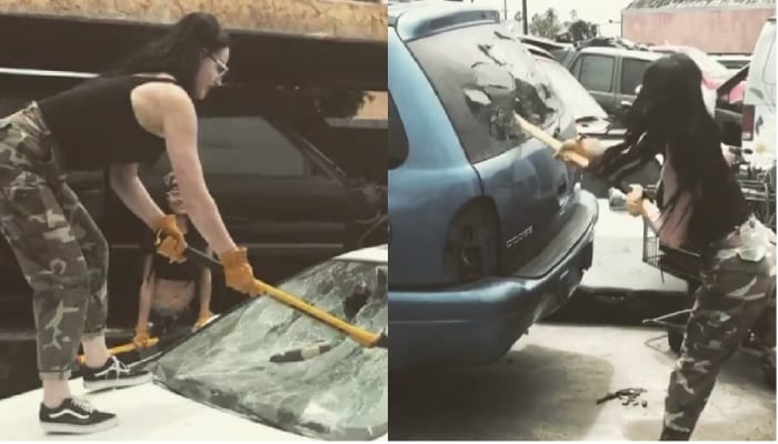 Watch Paige Destroy Car Windshield With Sledgehammer