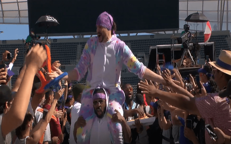 The New Day Make Hilarious Entrance at Fortnite E3 Event