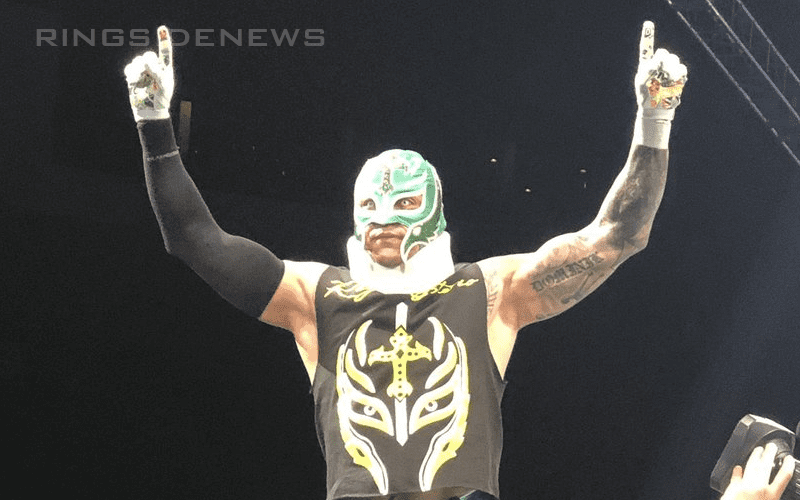 Rey Mysterio Wearing A Neck Brace At WWE Starrcade