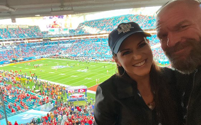 Stephanie McMahon & Triple H Show Off Super Bowl LIV Seats