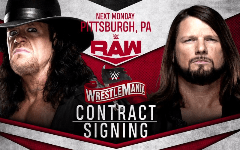 The Undertaker & AJ Styles WrestleMania Contract Signing Booked For WWE RAW Next Week