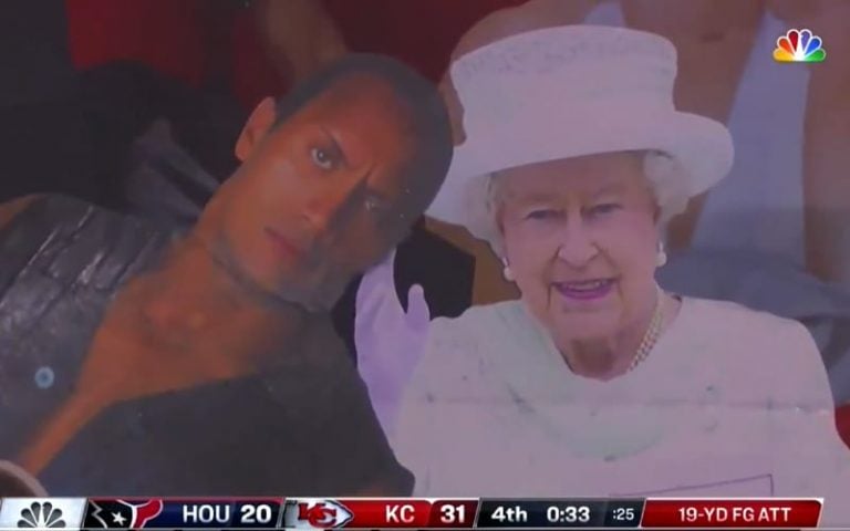 The Rock & Queen Elizabeth Next To Each Other Causes Attention During NFL Game