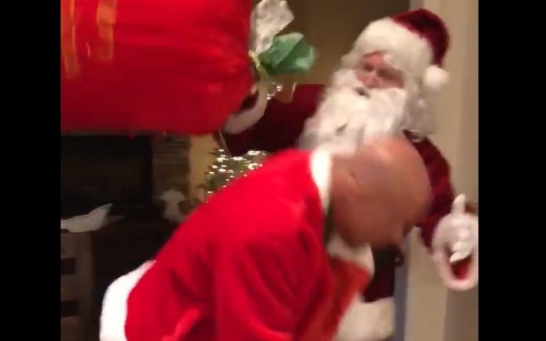 Kurt Angle Gets KO’ed By Santa Claus In Hilarious Christmas Video