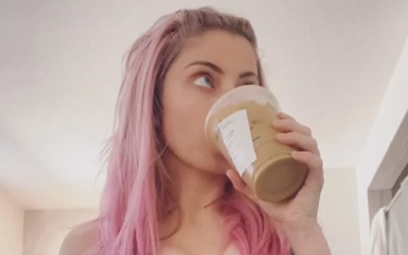 Alexa Bliss Shows Off Her Coffee Obsession With Sports Bra Photo Drop