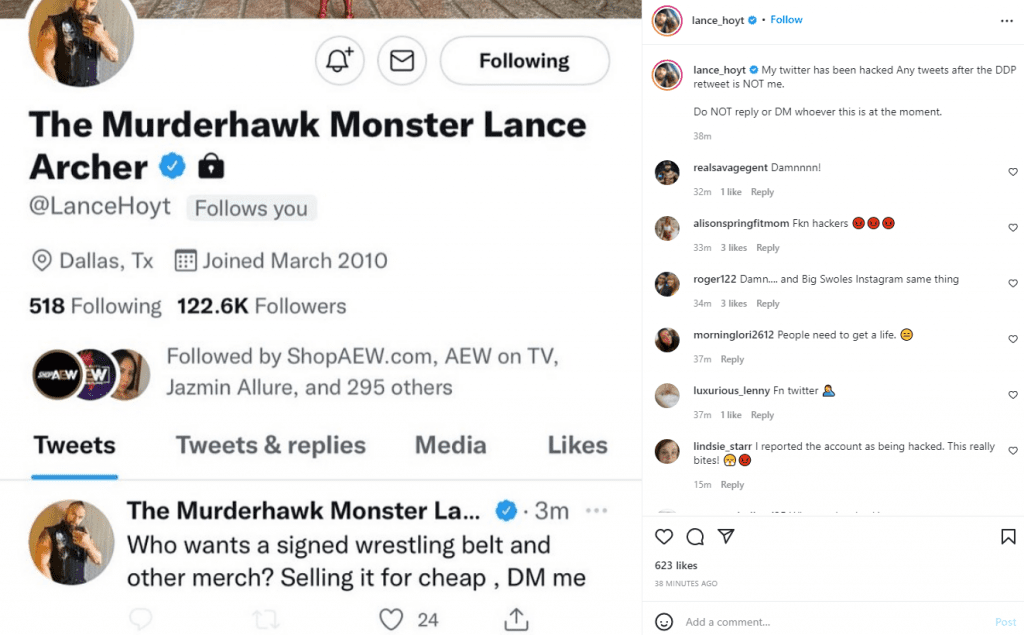 La cuenta de Twitter de Lance Archer sufre un ataque cibernético