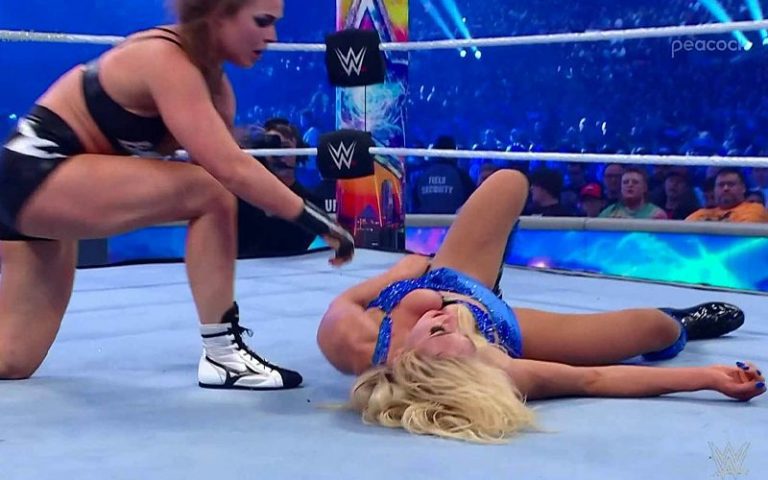 Charlotte Flair Suffers Wardrobe Malfunction At WrestleMania 38