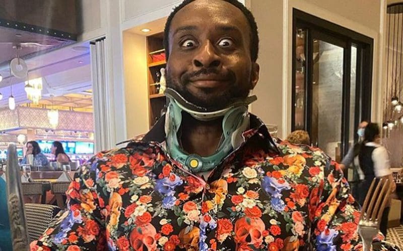 Big E Sports Neck Brace At Recent Public Appearance