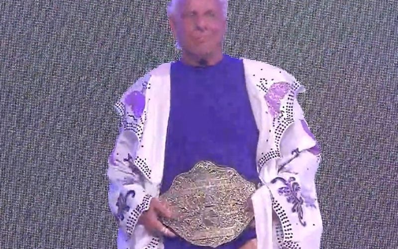 Ric Flair Wears Big Gold Belt During Last Match Entrance