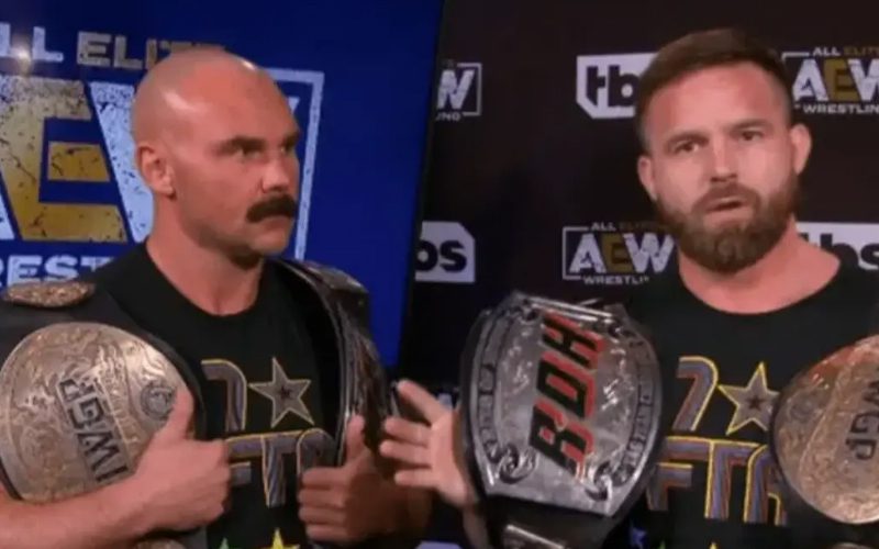 AEW & FTR Called Out for Carrying Around “A Bunch of Belts that Mean Nothing”