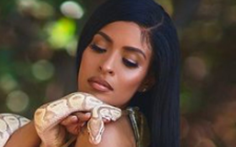 Zelina Vega Cuddles With A Snake In Skimpy Gold Bikini Photo Drop