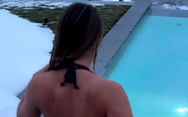 Emma Takes A Dip In Skimpy Black Bikini Video