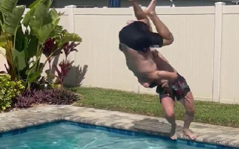 Sammy Guevara Suplexes His Dad In A Swimming Pool