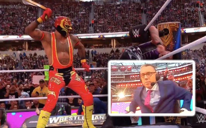 Michael Cole’s Reaction to Rey Mysterio Spanking Dominik Goes Viral After WrestleMania 39