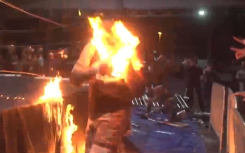 Shocking Video Shows Indie Wrestler Setting Himself on Fire in Crazy Spot