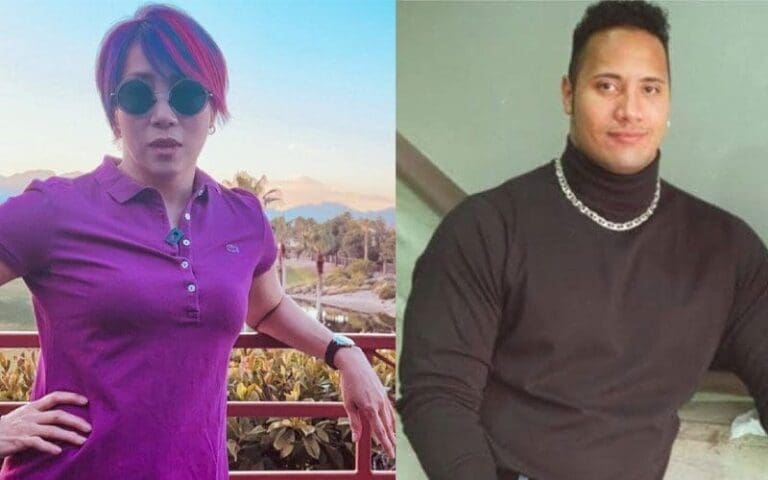 Asuka Emulates The Rock's Iconic Pose in Photo Recreation