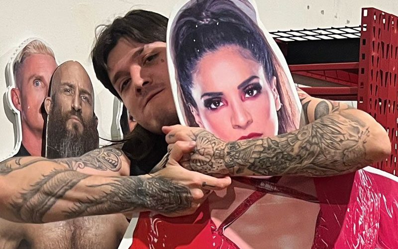 Dominik Mysterio Chokes Out Raquel Rodriguez Cardboard Cutout Ahead Of WWE Payback