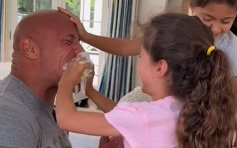 The Rock's Daughters Soap Up Cussing Dad in Adorable Video