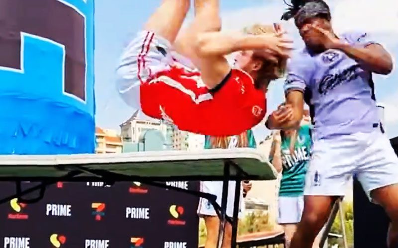 Logan Paul Takes a Smash-Through-The-Table Moment at PRIME Promotional Event