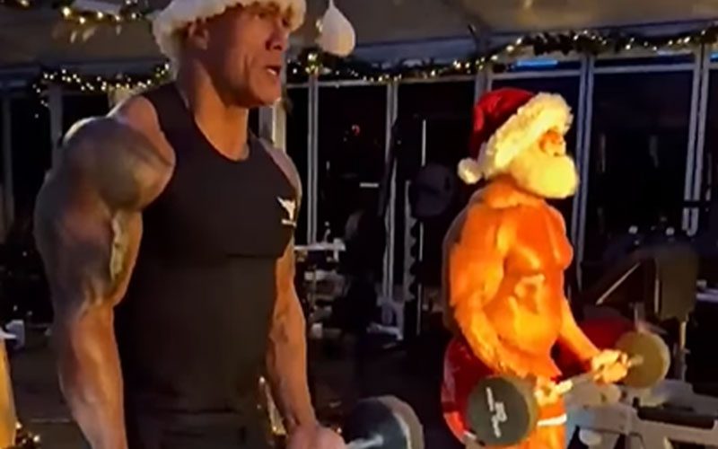 The Rock Pumps Iron with Santa Claus in Festive Gym Video