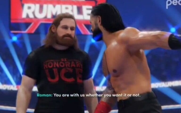 Sami Zayn's Royal Rumble Betrayal Recreated by Peacock in WWE 2K23 Holiday Special