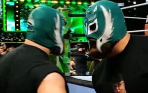 Jason Kelce and Lane Johnson Assist Rey Mysterion & Andrade El Idolo at WrestleMania 40 Saturday